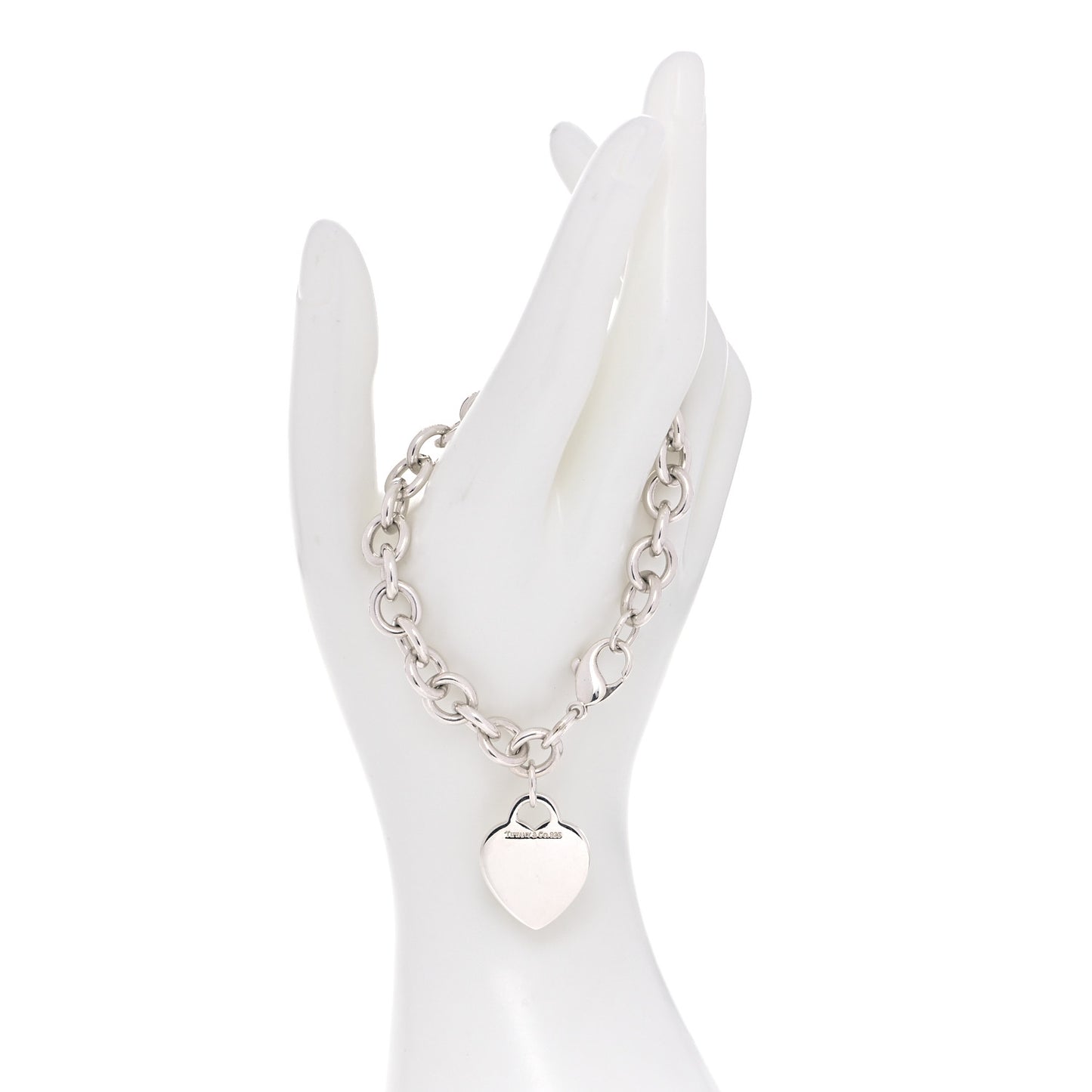 Sterling Silver Heart Tag Charm Bracelet