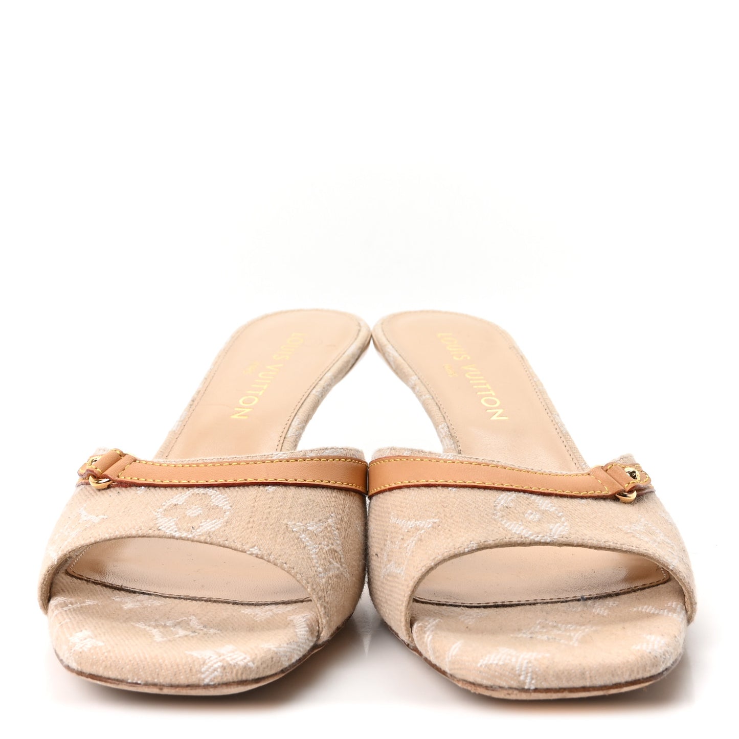 Denim Monogram 6AM Icon Mules 40 40 Sandy Beige