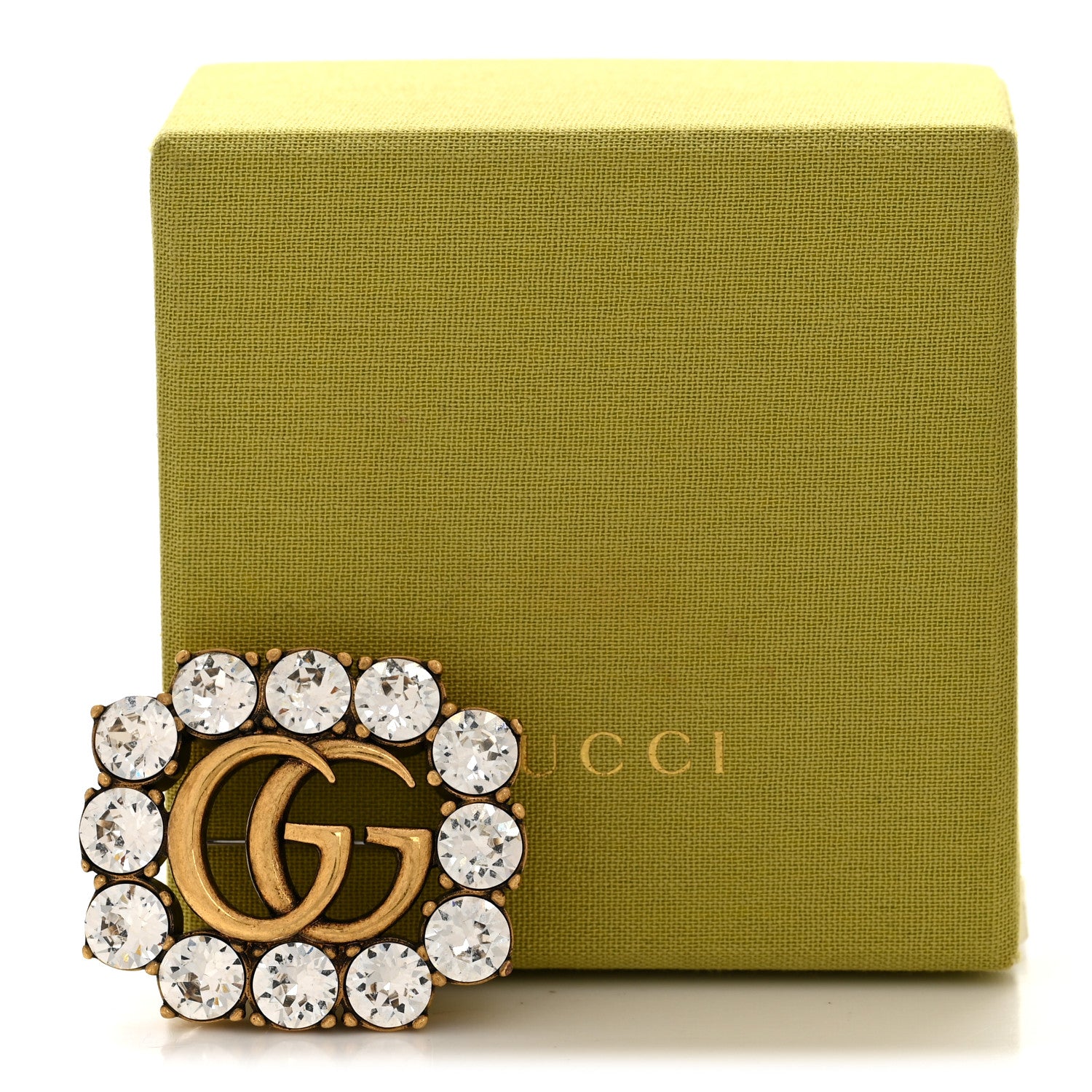 Gucci Metal Crystal Double G Brooch Aged Gold 1877431 – FASHIONPHILE