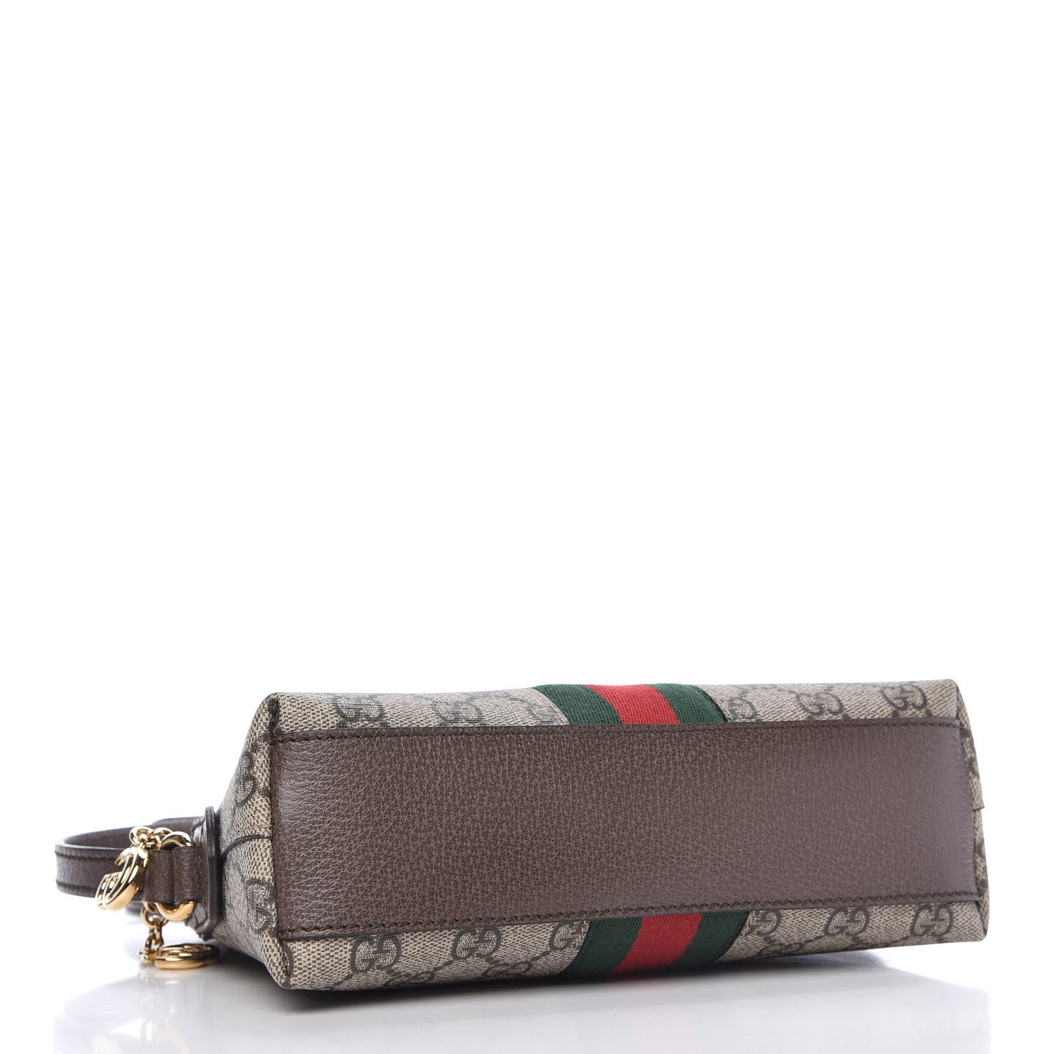 Gucci GG Supreme Monogram Textured Dollar Calfskin Web Small Ophidia Dome Shoulder Bag Beige Ebony New Acero 4 of 10