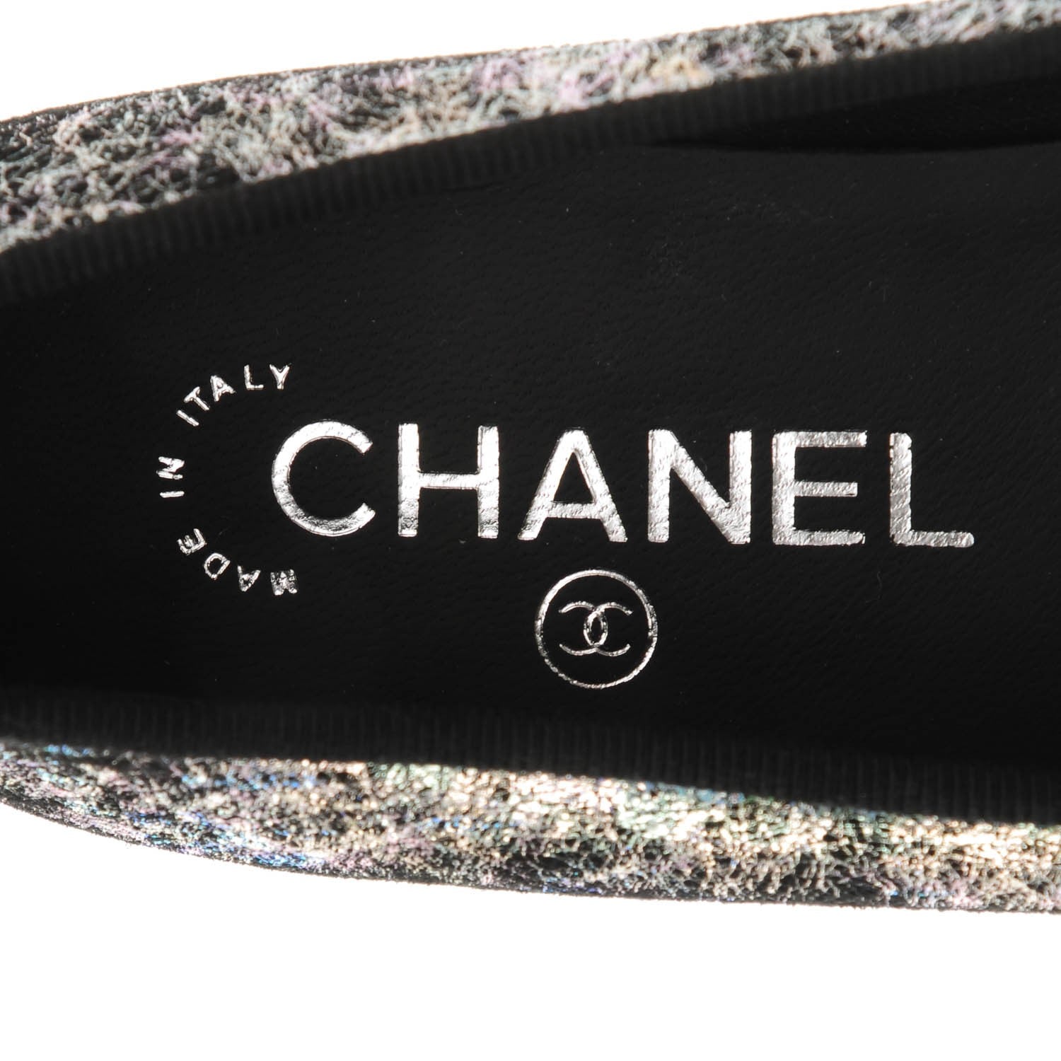 Chanel Metallic Calfskin Hologram Cap Toe Ballerina Flats 37 Silver 7 of 8