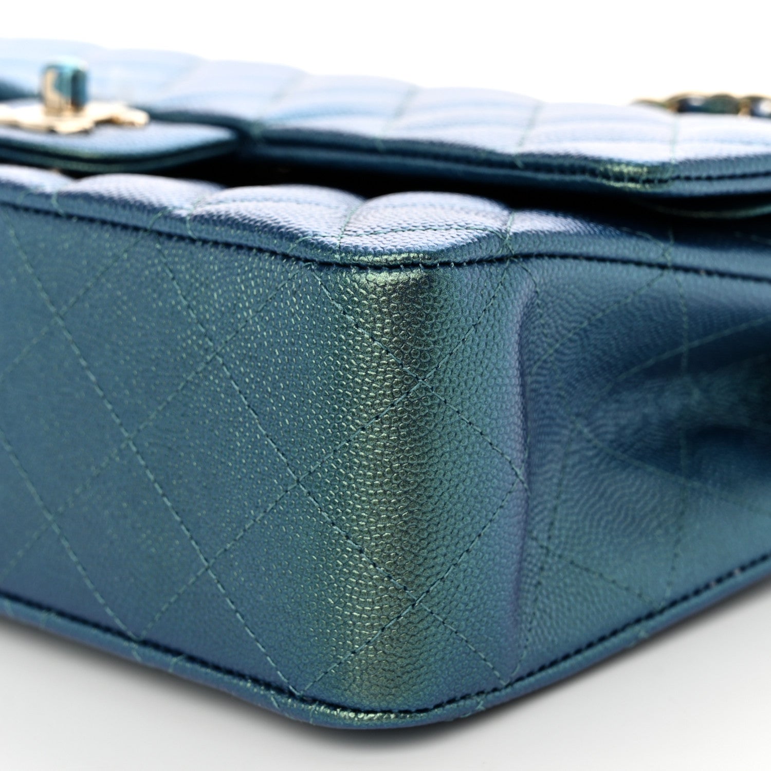 Chanel Iridescent Caviar Quilted Medium Double Flap Green 10 of 11