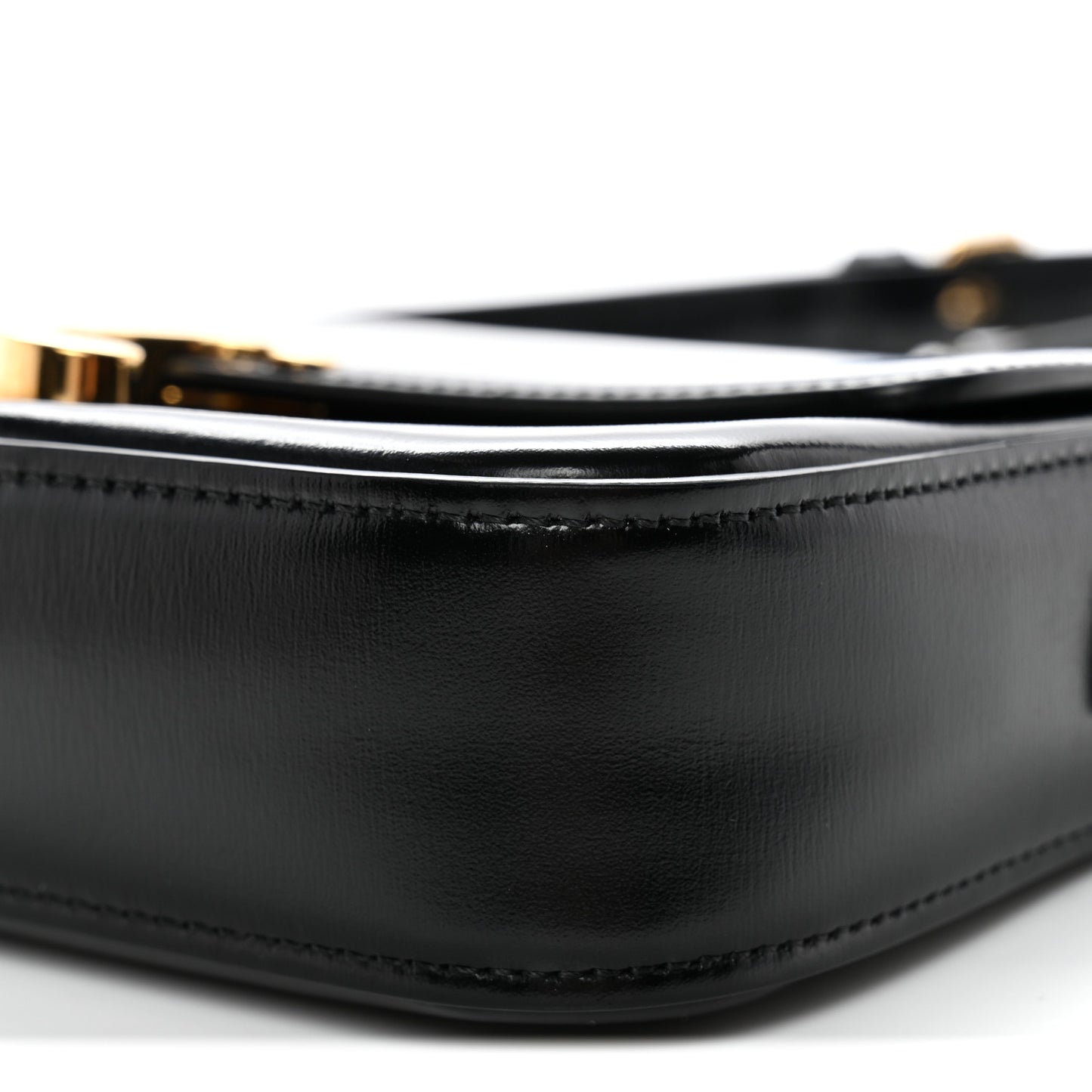 Shiny Calfskin Triomphe Shoulder Bag Black