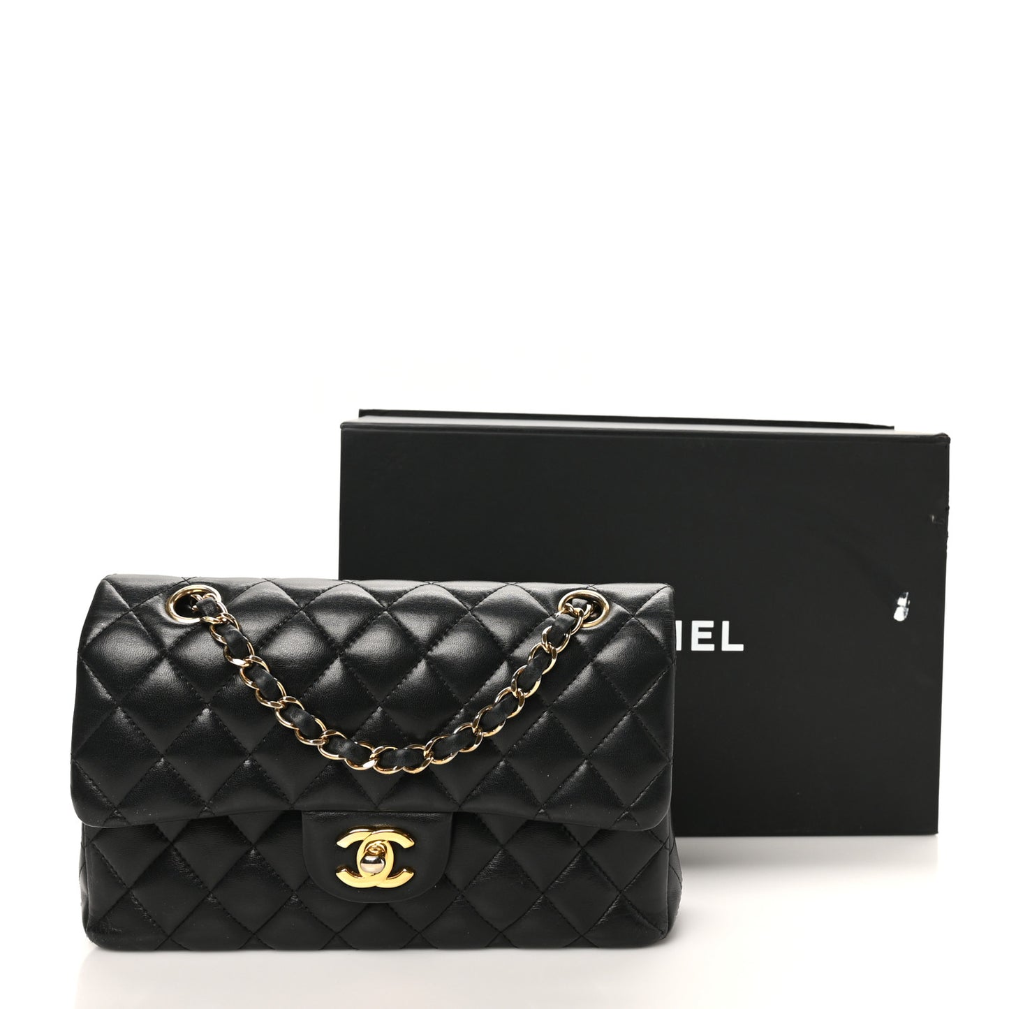Lambskin Quilted Small Double Flap Black
