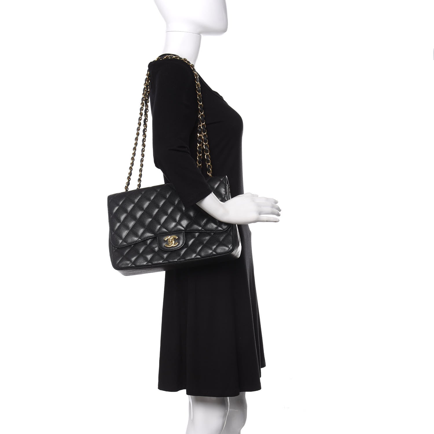 Chanel Caviar Quilted Jumbo Single Flap Black 2 of 15