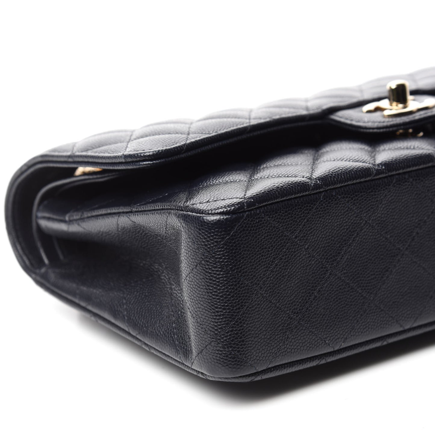 Caviar Quilted Medium Double Flap Navy