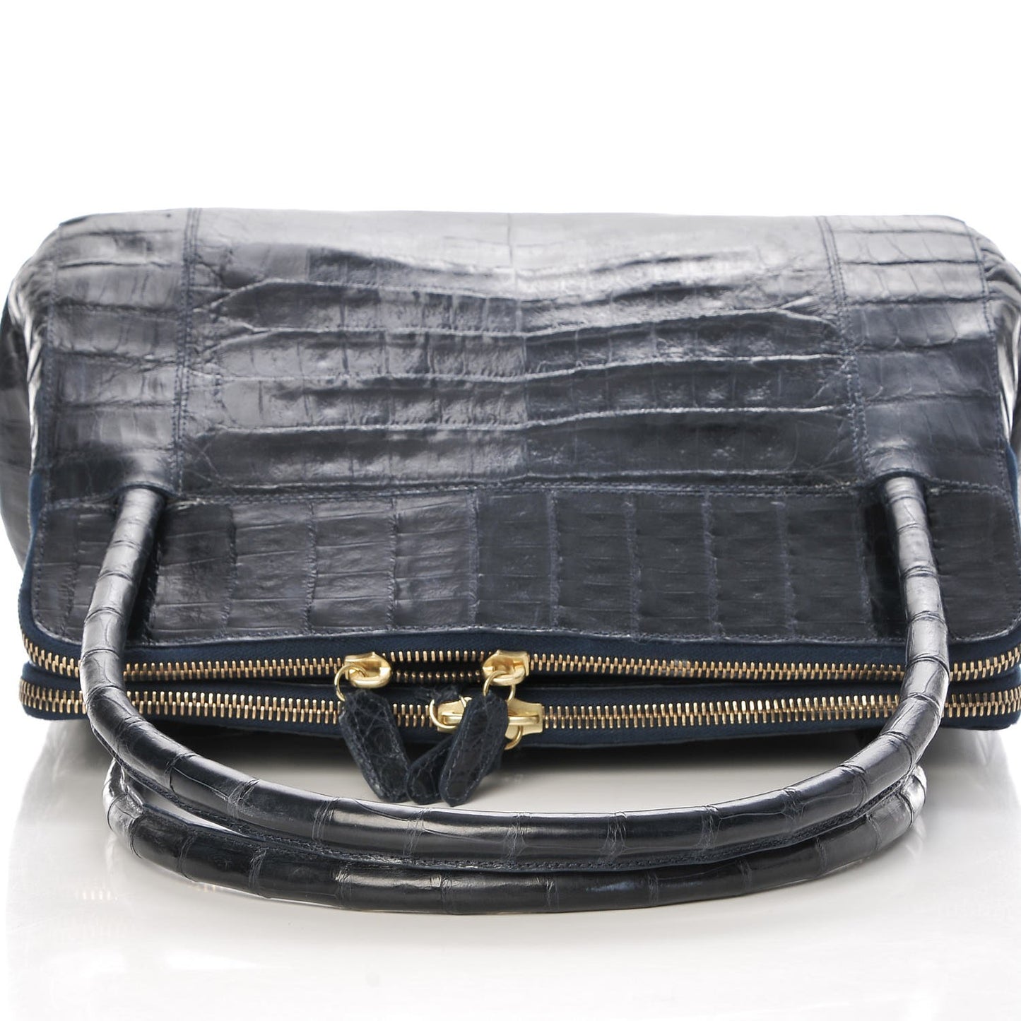 Crocodile Executive Double Zip Tote Navy