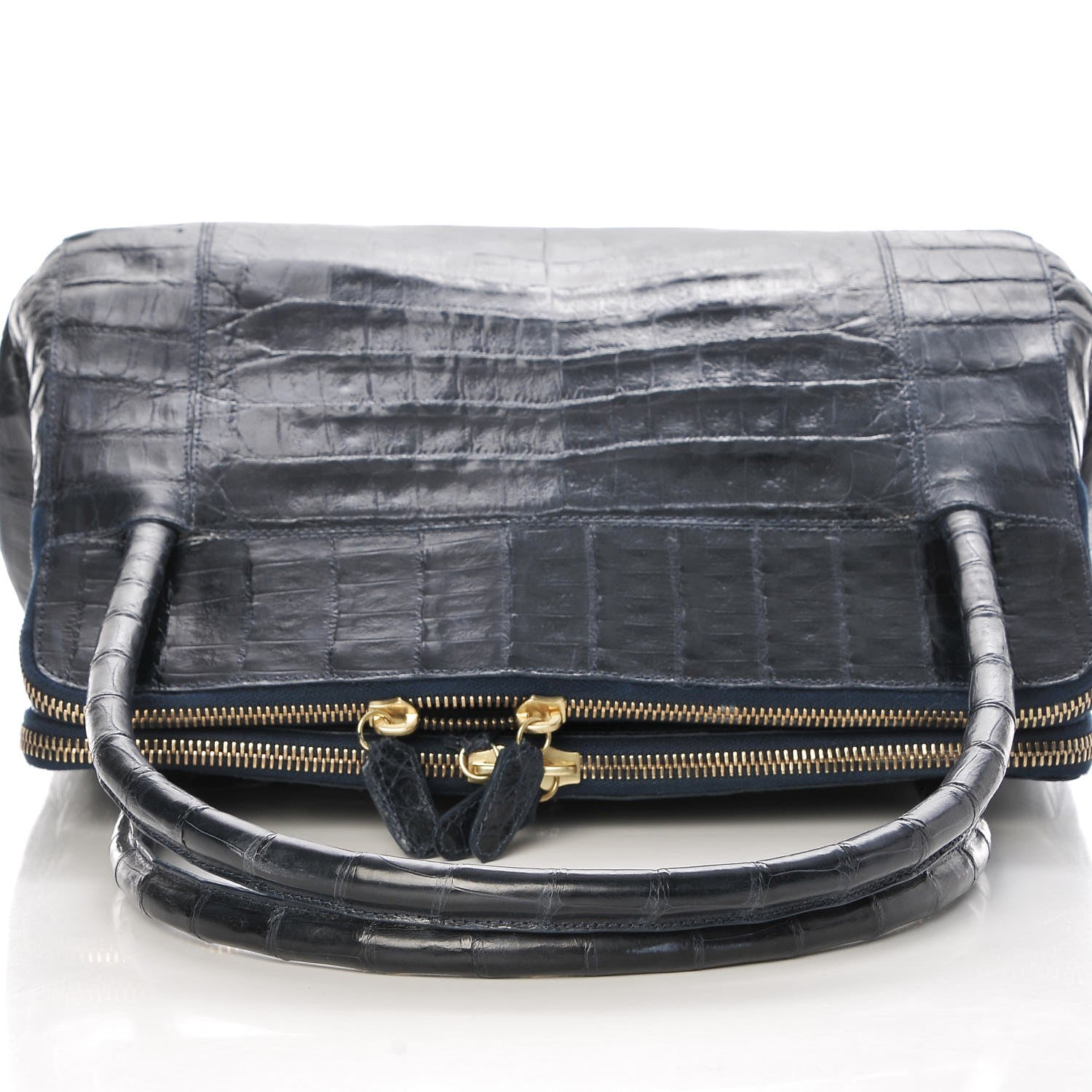 Nancy Gonzalez Crocodile Executive Double Zip Tote Navy 14 of 15