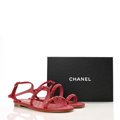 Chanel Suede Calfskin Chain Sandals 42 Red 9 of 9