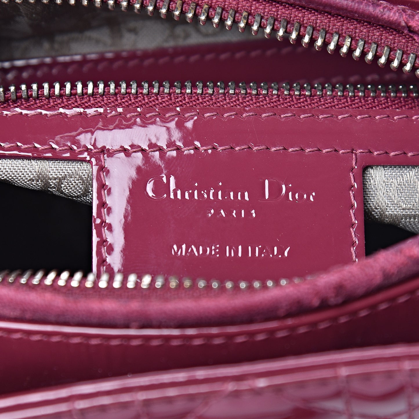 Patent Cannage Medium Lady Dior Dark Pink