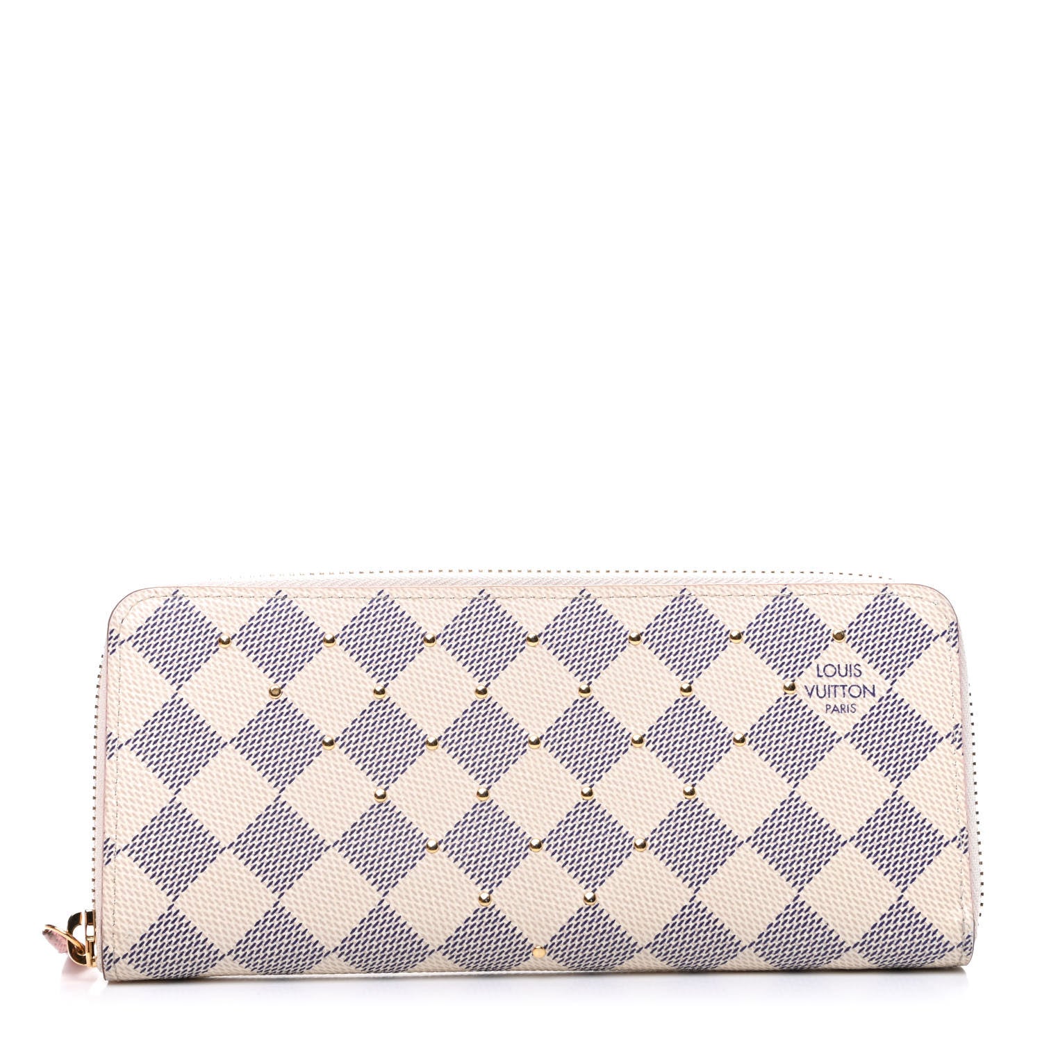Louis Vuitton Damier Azur Studded Clemence Wallet Rose Ballerine 1 of 9