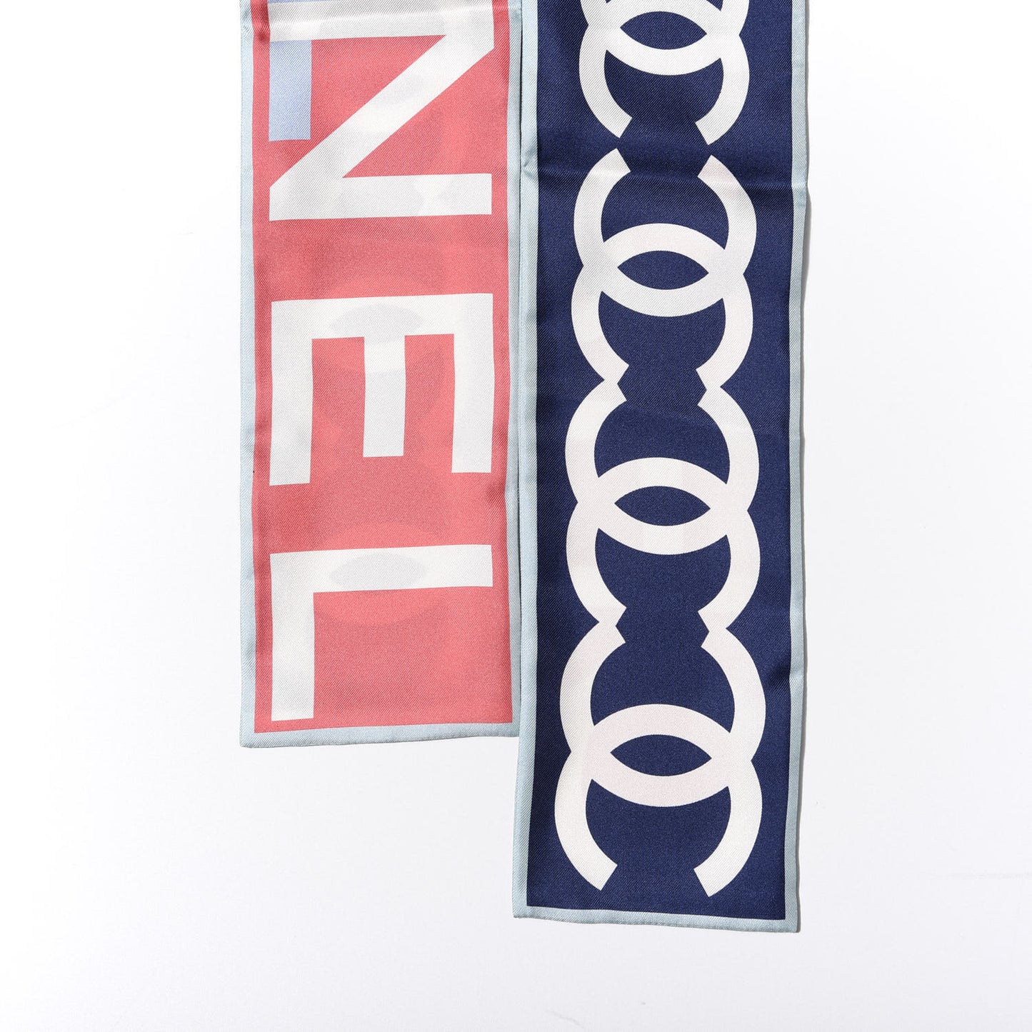 Silk CC Slim Bandeau Scarf Navy