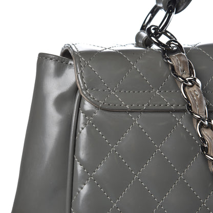 Chanel Glazed Calfskin Mademoiselle Lock Kelly Flap Bag Grey 17 of 21