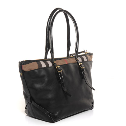 Burberry Soft Leather House Check Small Salisbury Tote Black 3 of 12