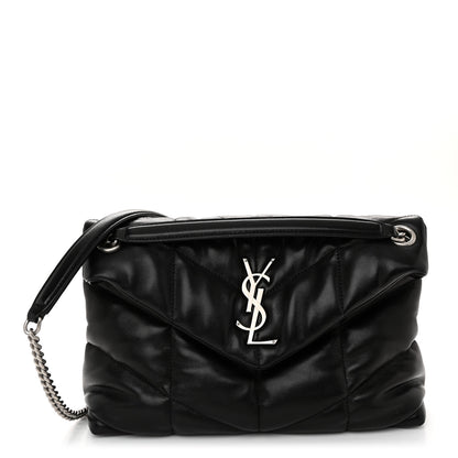 Saint Laurent Lambskin Quilted Small Loulou Puffer Monogram Chain Satchel Black 1 of 10