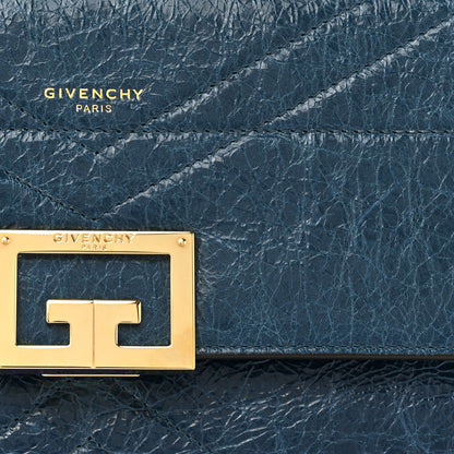 Givenchy Creased Patent Calfskin Medium ID Flap Oil Blue 7 of 10