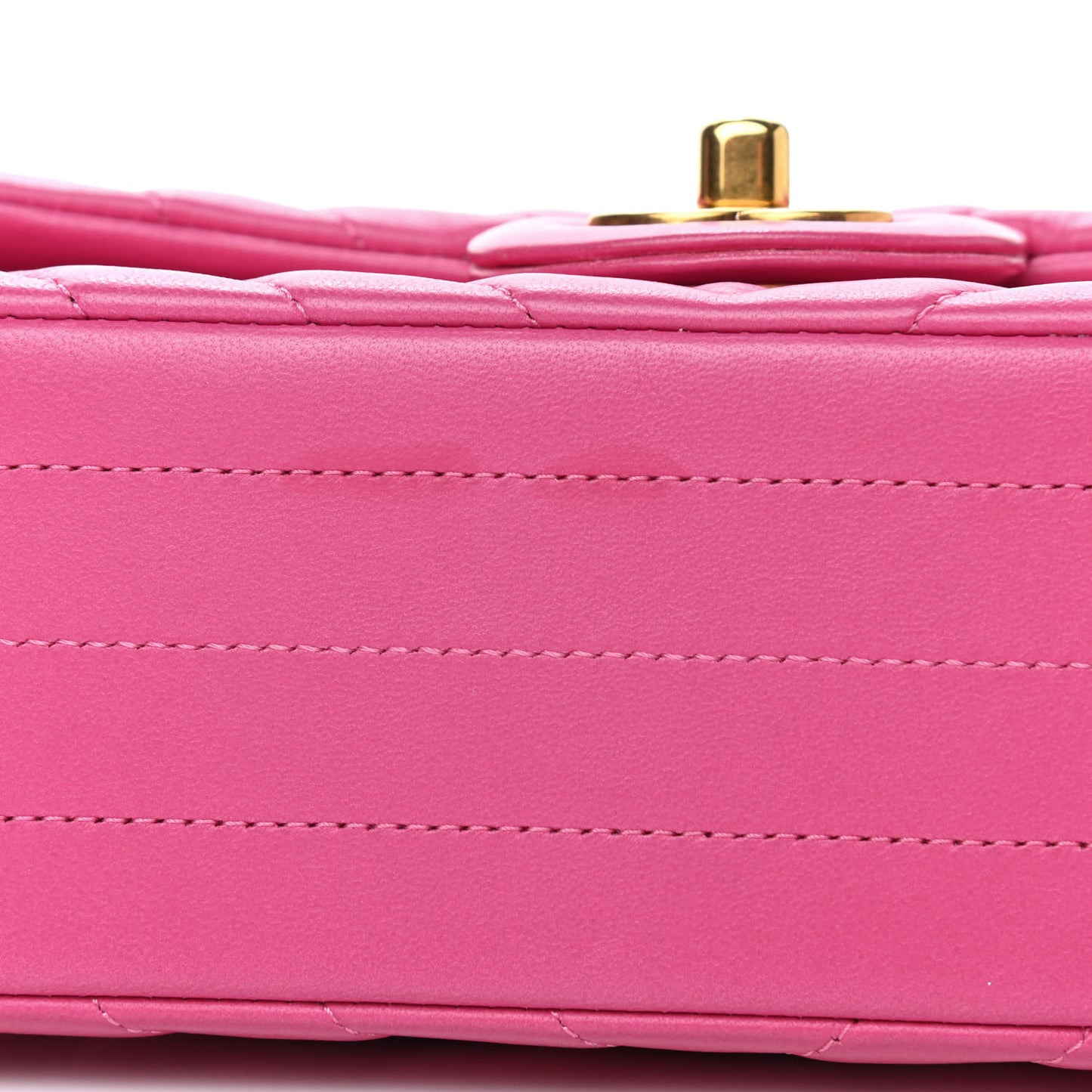 Lambskin Chevron Quilted Mini Rectangular Flap Dark Pink