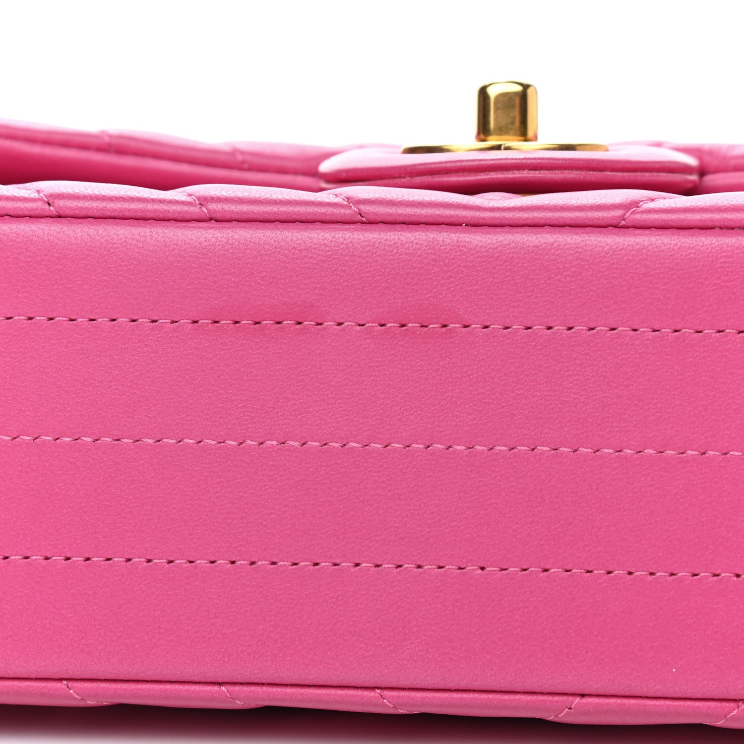 Chanel Lambskin Chevron Quilted Mini Rectangular Flap Dark Pink 7 of 9