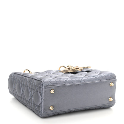 Christian Dior Satin Swarovski Crystal Cannage Small Lady Dior Grey 4 of 9