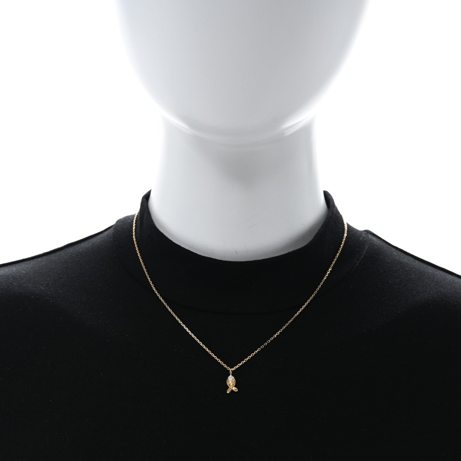 Chopard 18K Yellow White Gold Yellow Diamond Happy Fish Pendant Necklace 3 of 4