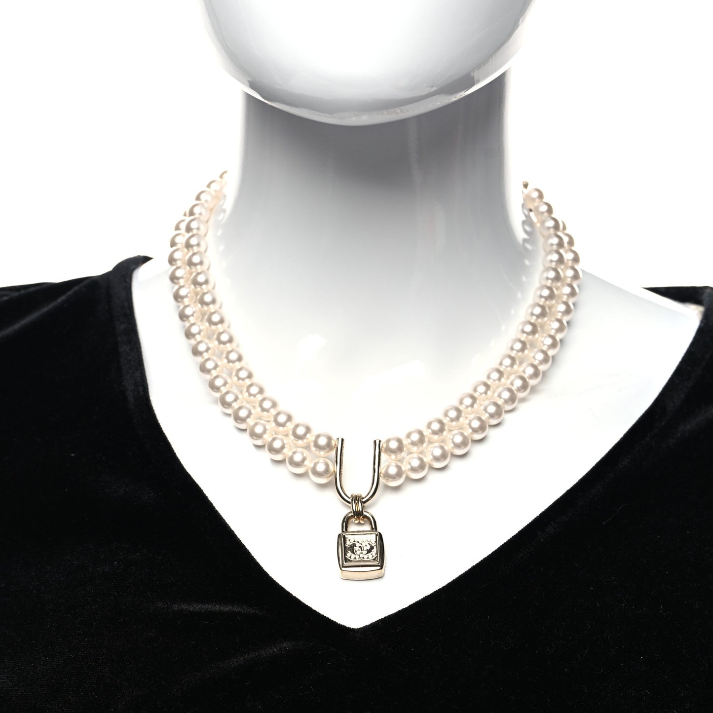 Pearl CC Double Strand Necklace Gold