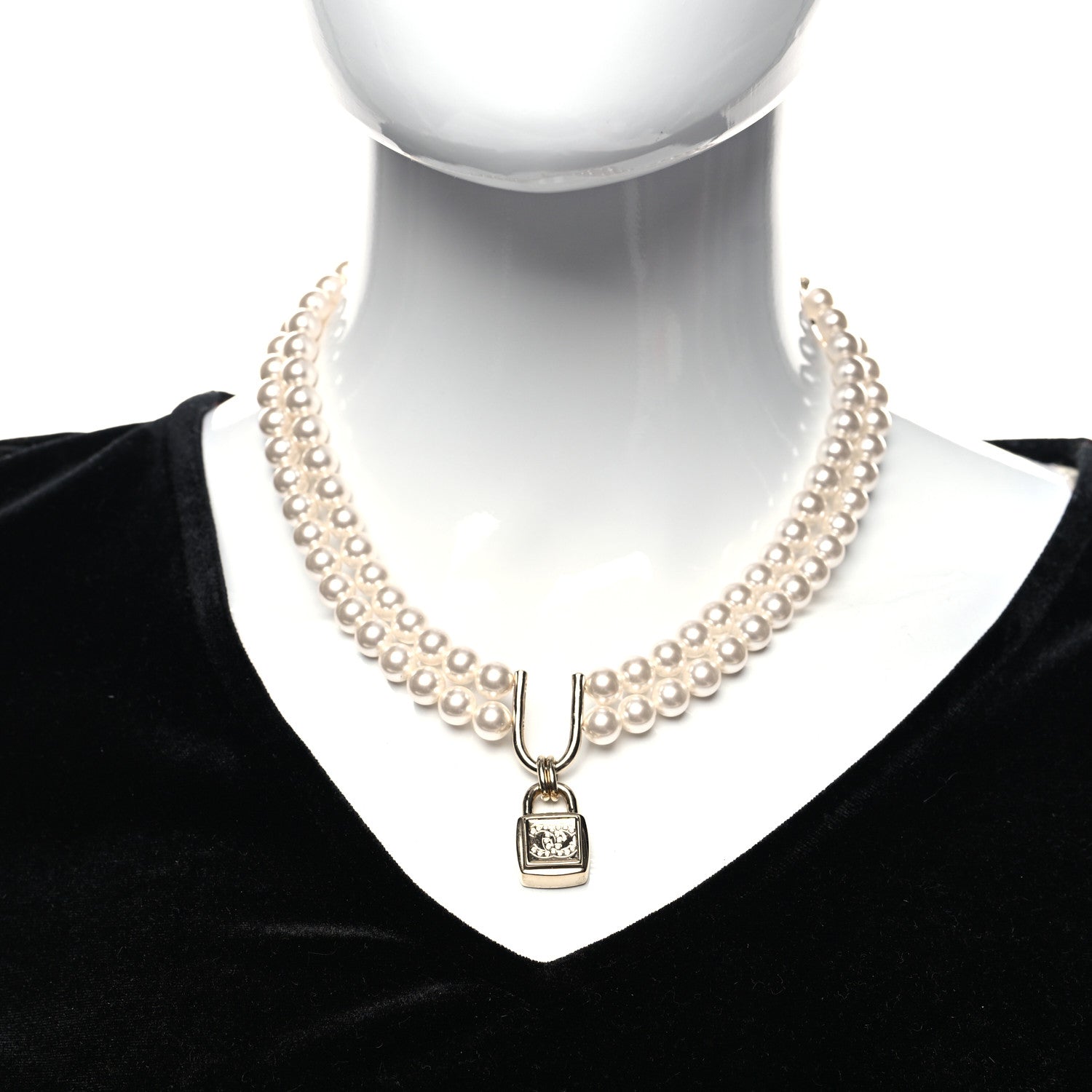 Chanel Pearl CC Double Strand Necklace Gold 2 of 5
