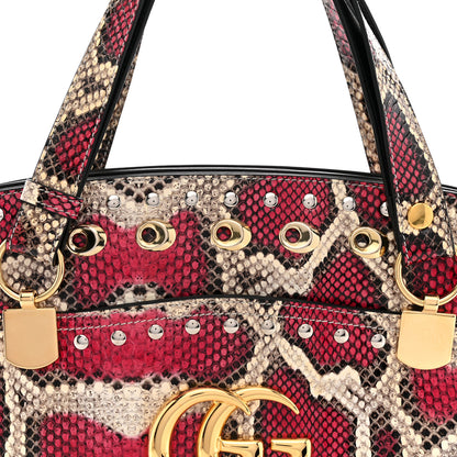 Gucci Snakeskin Large Arli Top Handle Bag Pink Beige 9 of 11