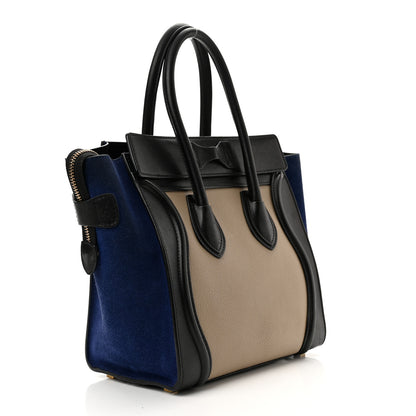 Celine Elephant Calfskin Suede Micro Tri-Color Luggage Sand 3 of 9