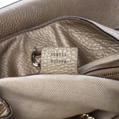 Gucci Metallic Pebbled Calfskin Medium Soho Chain Shoulder Bag Golden Beige 7 of 18