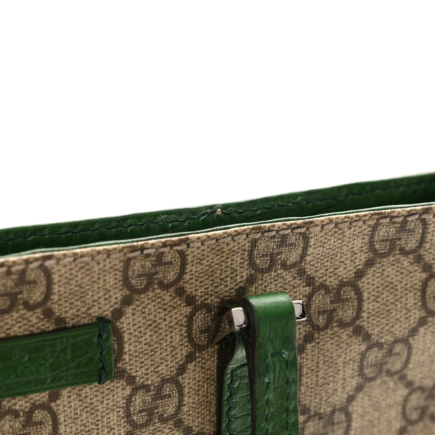 GG Plus Monogram Flat Vertical Tote Green