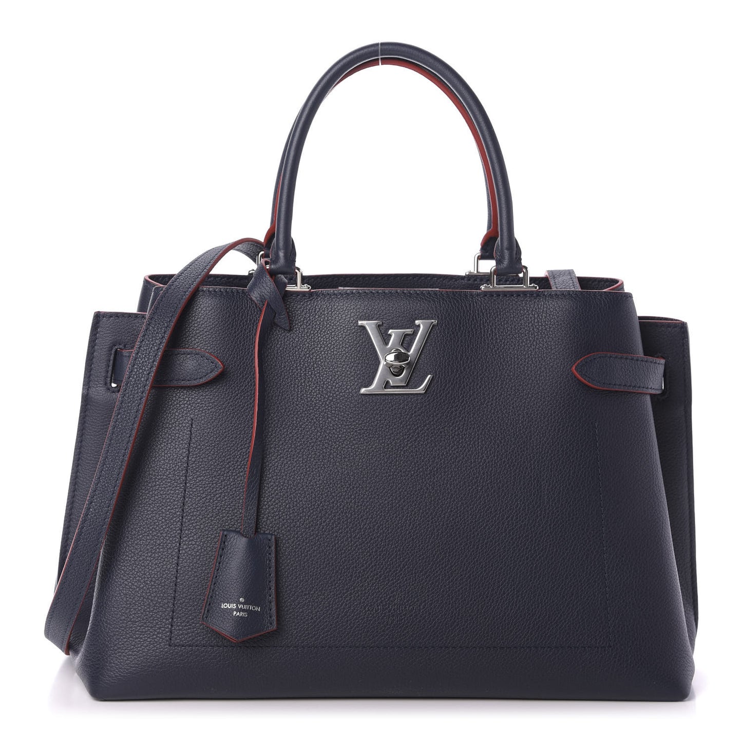 Calfskin Lockme Day Marine Rouge