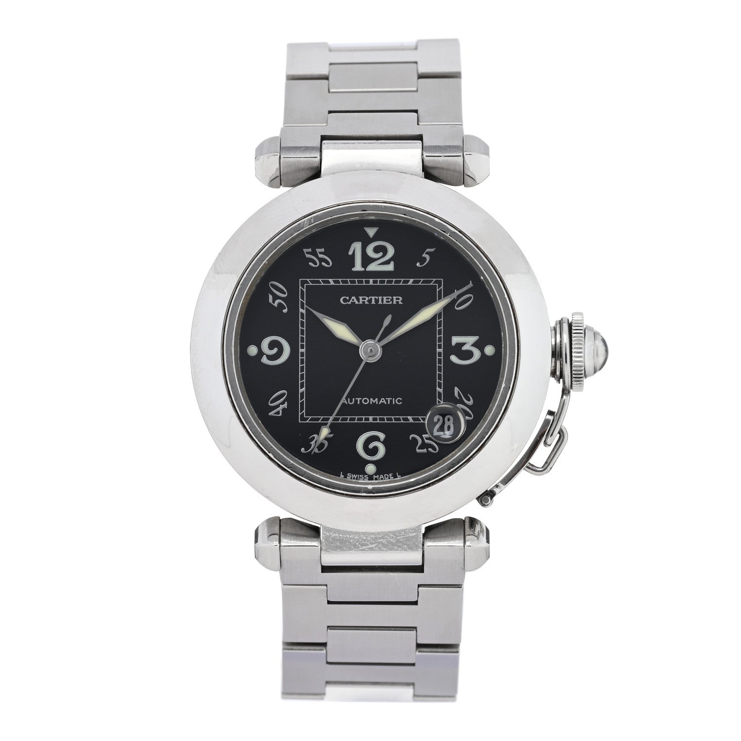 Cartier Stainless Steel 35mm Pasha C Automatic Watch Black 1 of 4