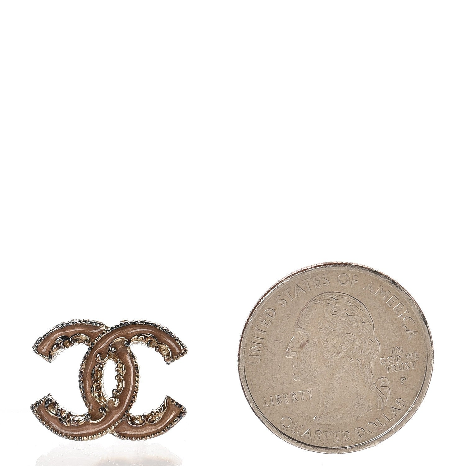 Chanel Enamel CC Baroque Earrings Beige Gold 2 of 4