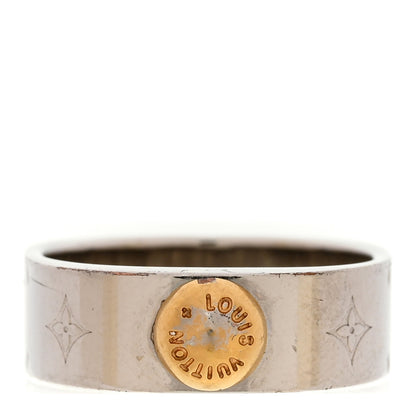 Louis Vuitton Brass Monogram Engraved Nanogram Ring S Palladium 1 of 5
