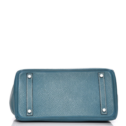 Hermes Taurillon Clemence Birkin 30 Blue Jean 6 of 35