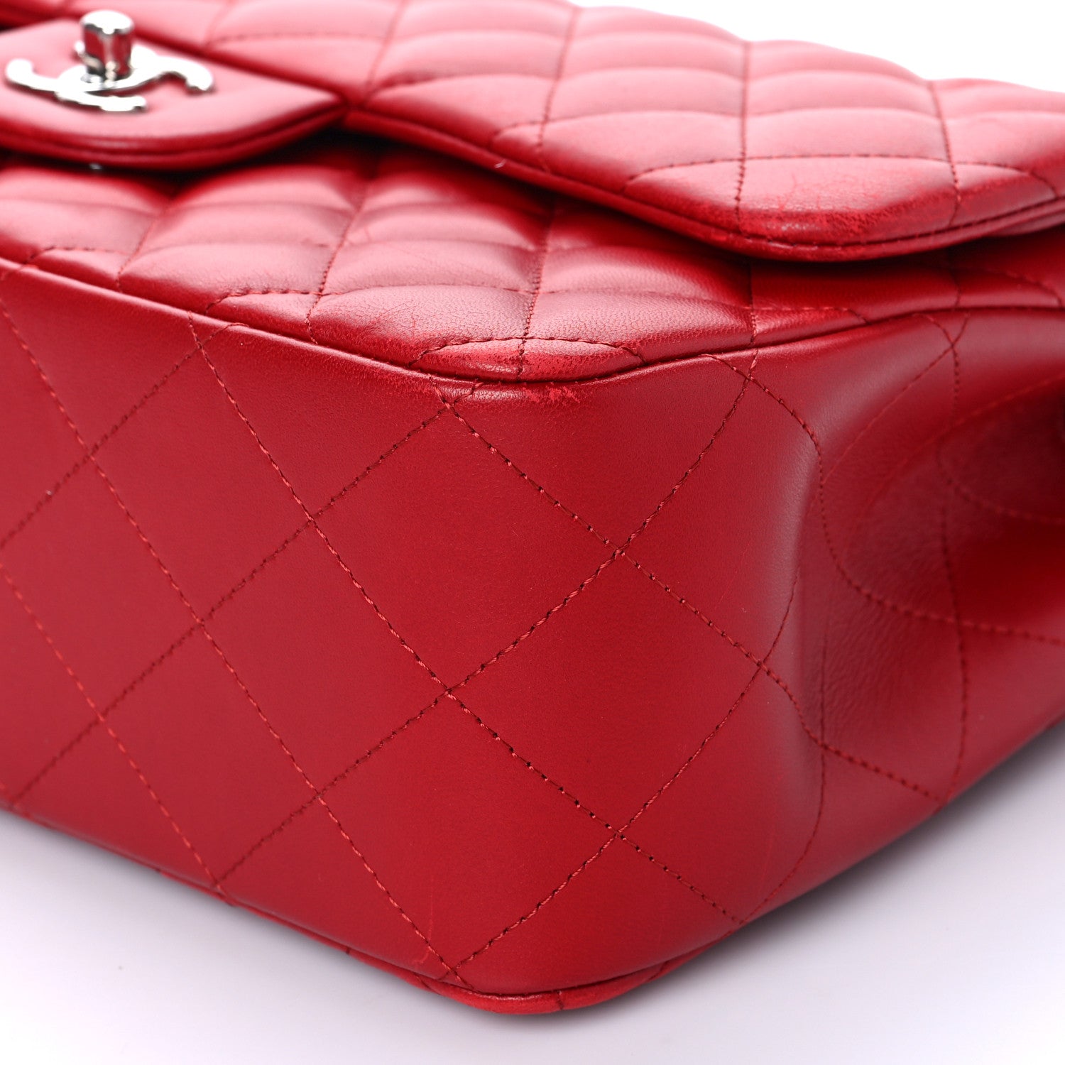 Chanel Lambskin Quilted Jumbo Double Flap Red 10 of 11