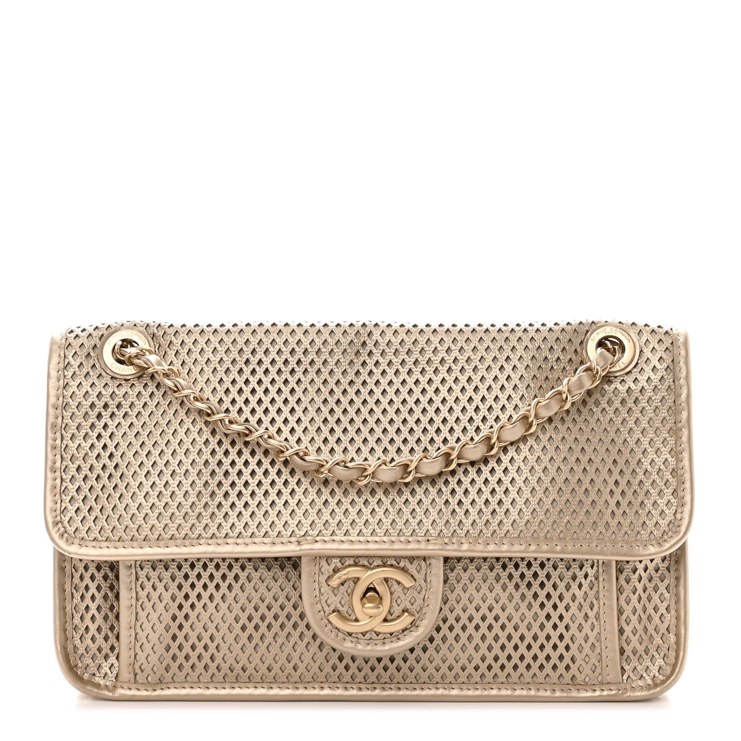 Chanel Metallic Perforated Calfskin Medium Up In The Air Flap Gold 1 of 8
