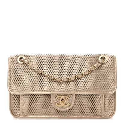 Chanel Metallic Perforated Calfskin Medium Up In The Air Flap Gold 1 of 8