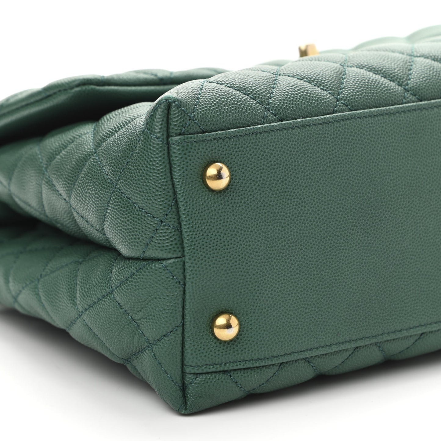 Caviar Quilted Medium Coco Handle Flap Green