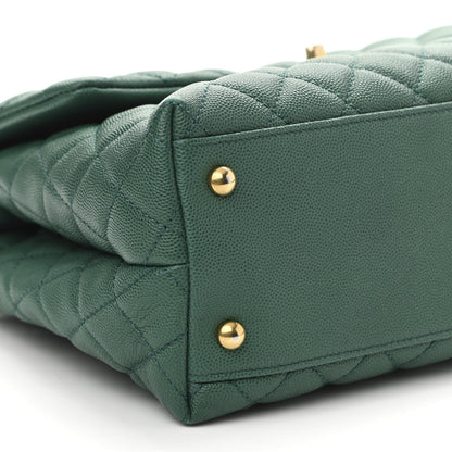 Chanel Caviar Quilted Medium Coco Handle Flap Green 8 of 9