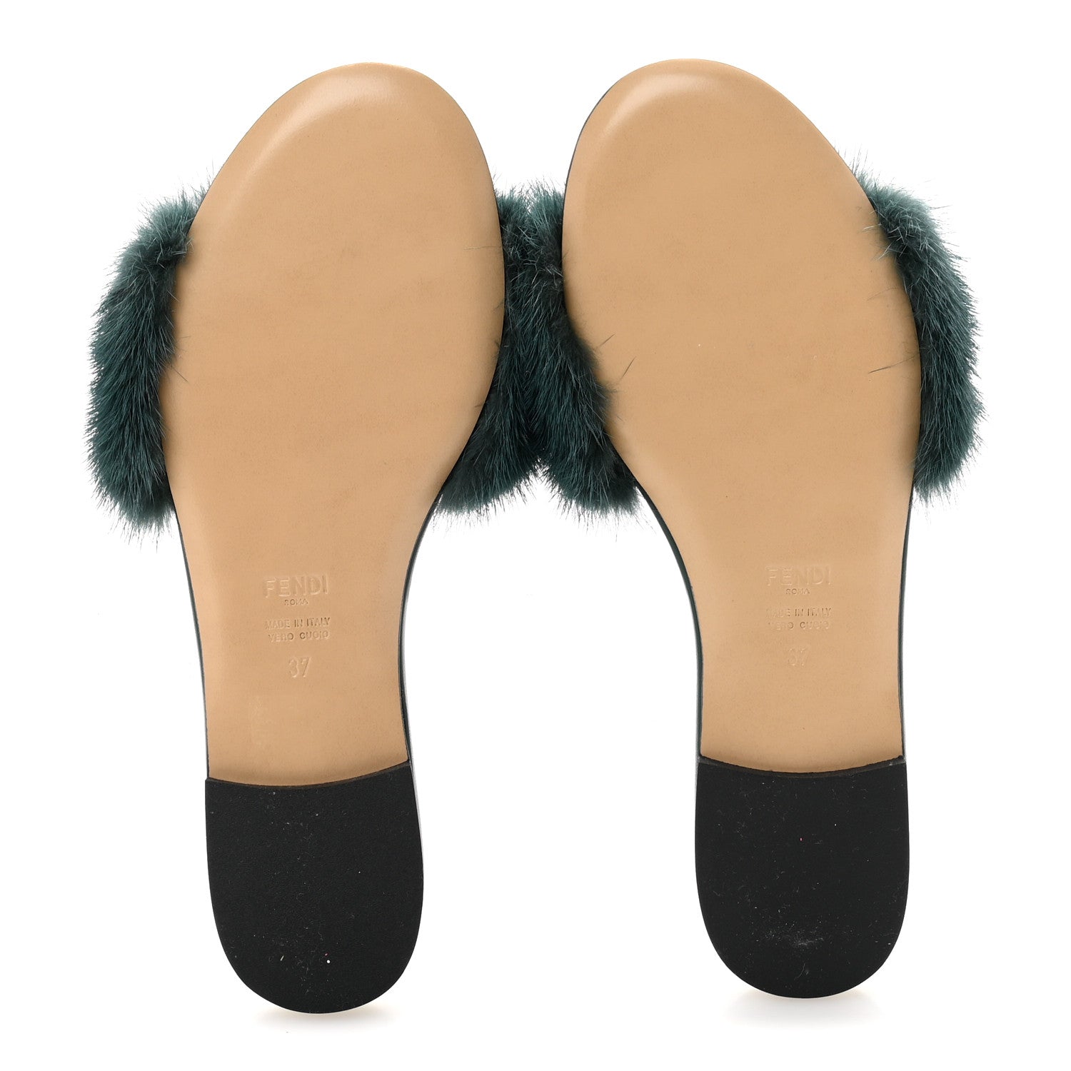 Fendi Mink FF Baguette Slide Sandals 37 Sage 1735780 – FASHIONPHILE
