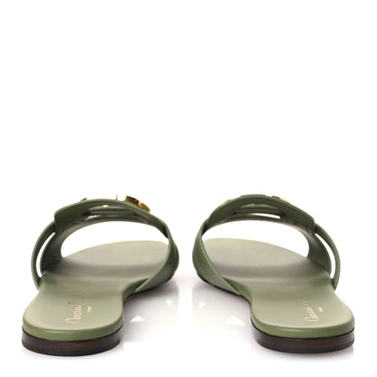 Christian Dior Calfskin 30 Montaigne Flat Slide Sandals 39 Leaf Green 6 of 10