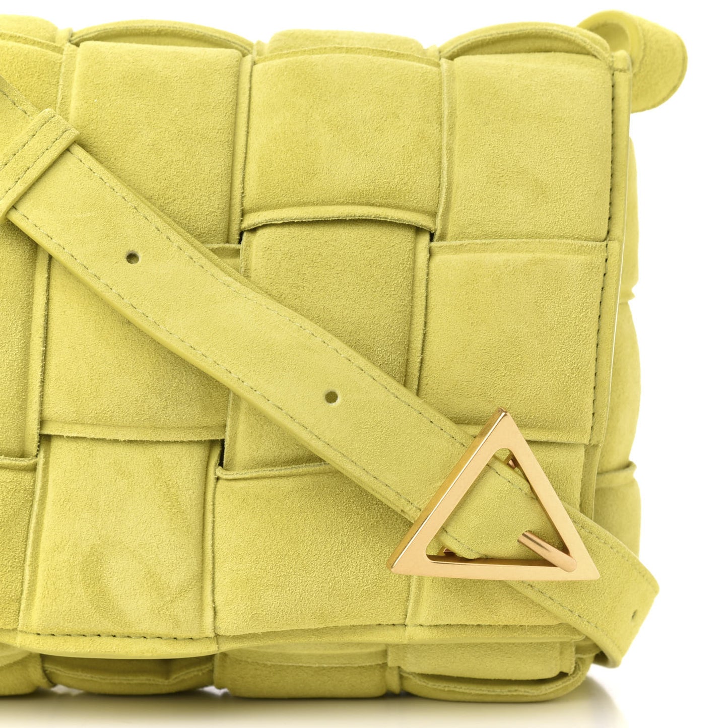 Suede Calfskin Maxi Intrecciato Padded Cassette Crossbody Bag Kiwi