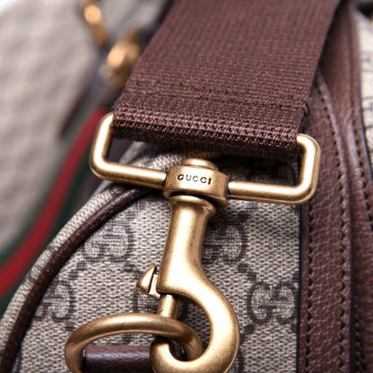 Gucci GG Supreme Monogram Textured Dollar Calfskin Web Medium Ophidia Carry-On Duffle Bag Beige Ebony New Acero 12 of 16