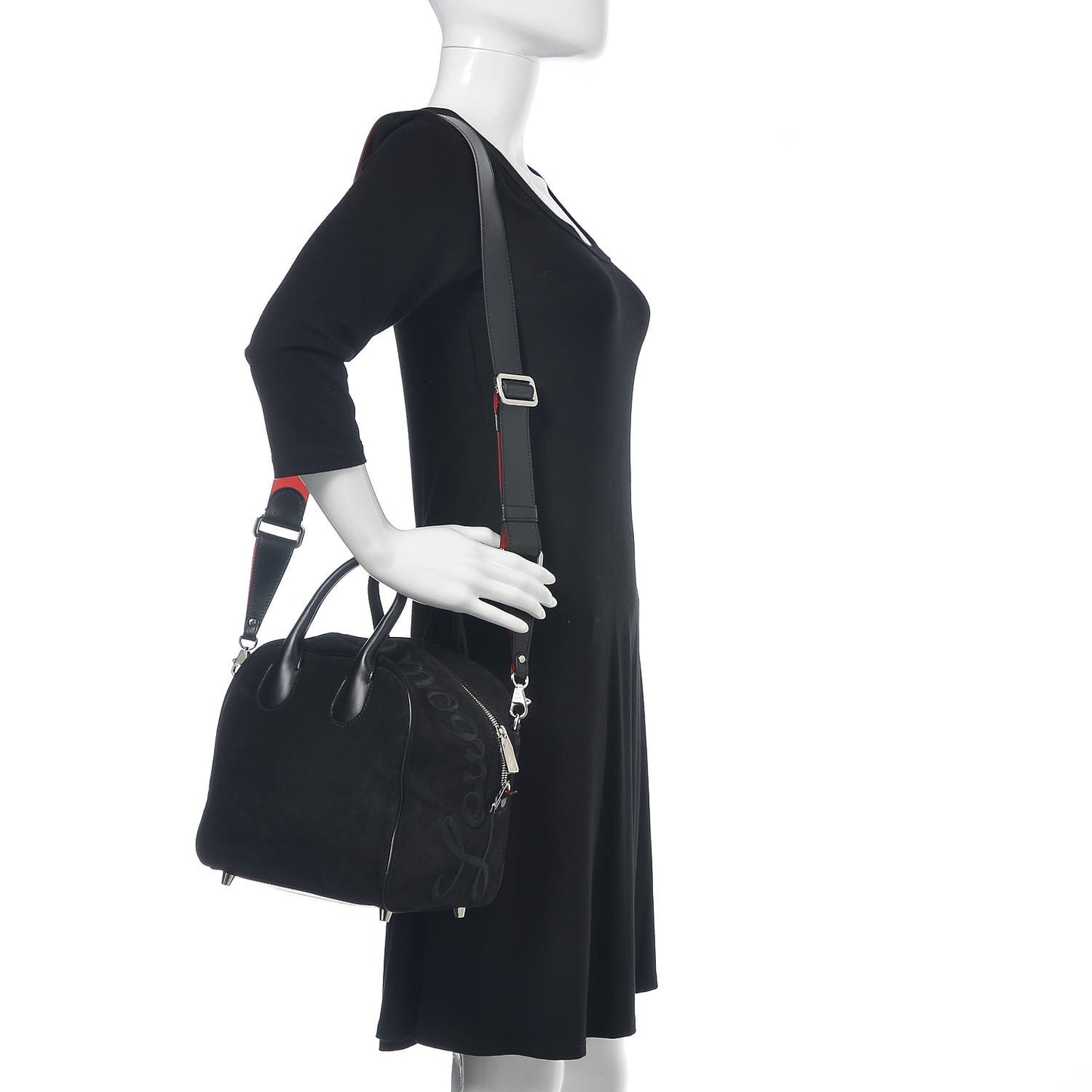 Suede Calfskin Small Marie Jane Top Handle Black
