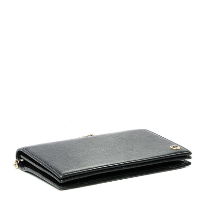 Gucci Textured Calfskin Medium Betty Chain Wallet Black 4 of 5