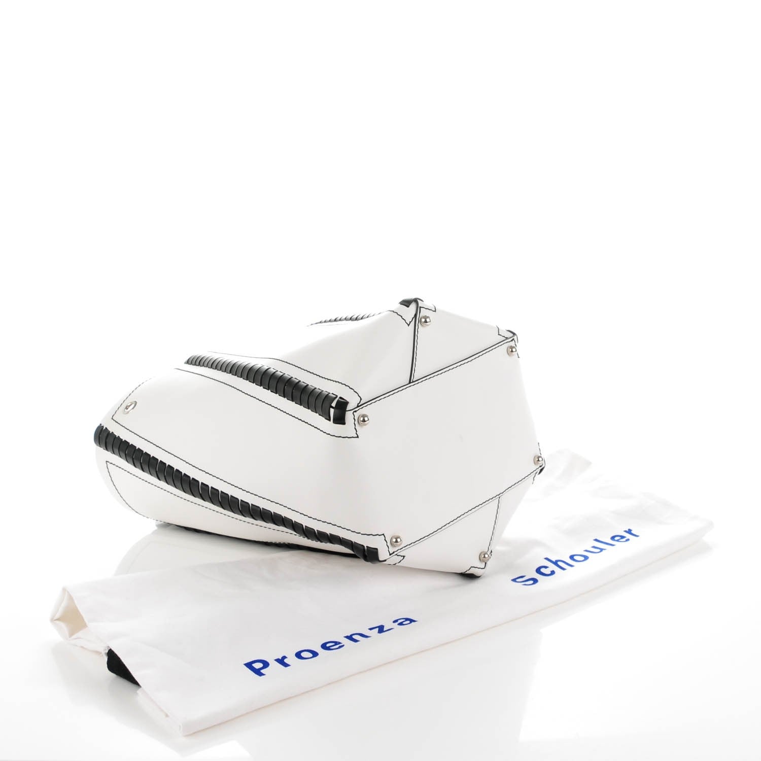 Proenza Schouler Smooth Calfskin Large Hex Bucket Bag White Black 4 of 7