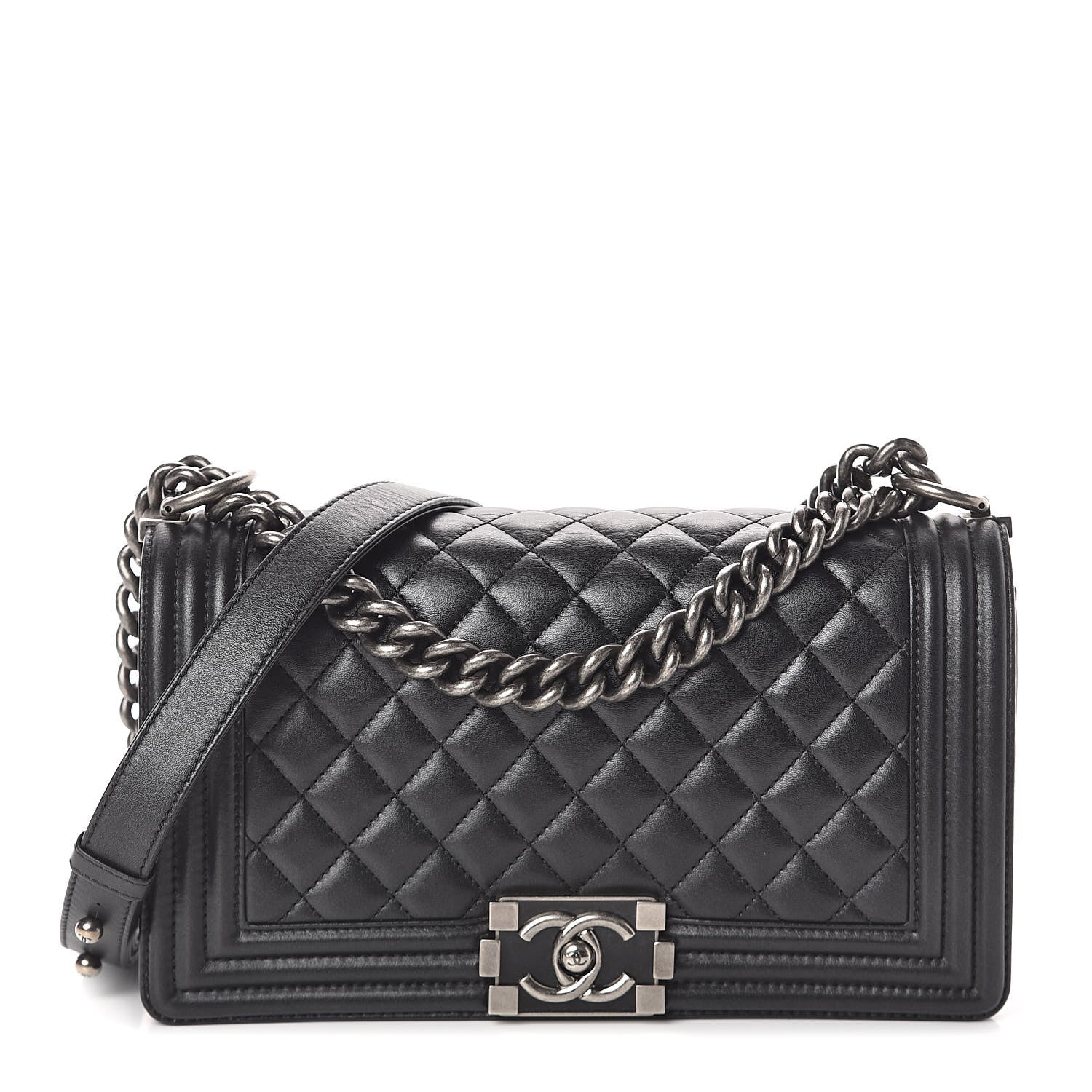Chanel Lambskin Quilted Medium Boy Flap Black 1 of 10