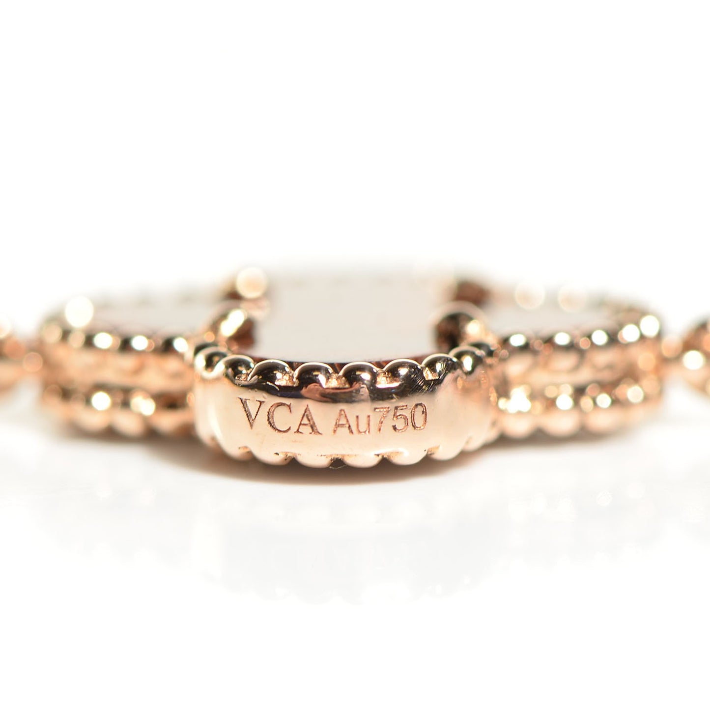 18K Rose Gold Letterwood 5 Motifs Vintage Alhambra Bracelet