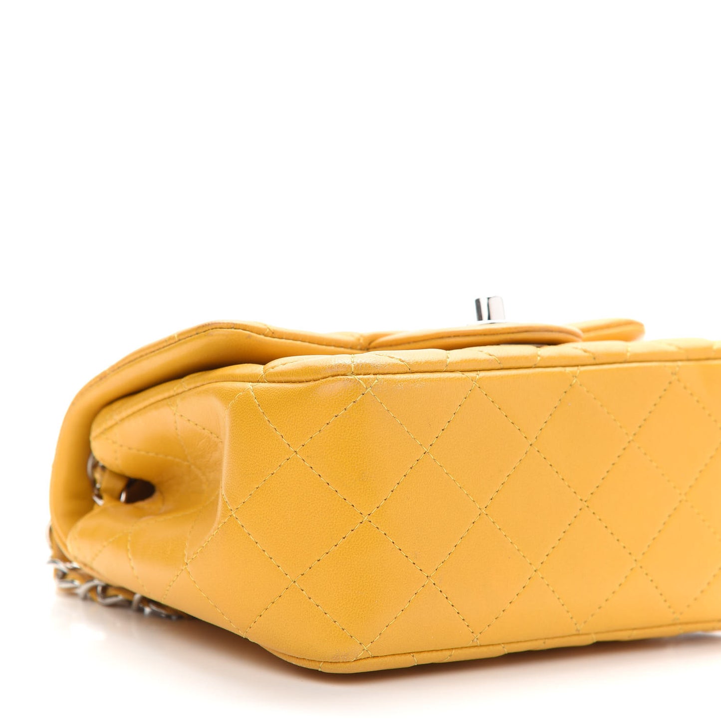 Lambskin Quilted Mini Square Flap Yellow